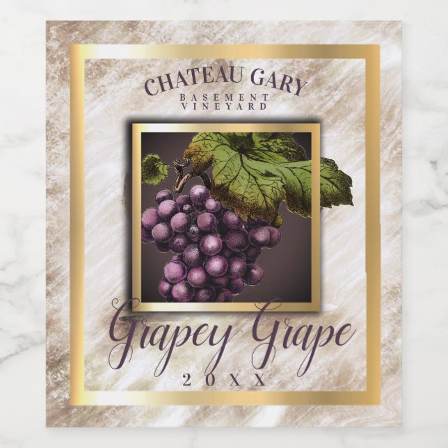 Marble grapes red wine personalised wine label (Single Label)