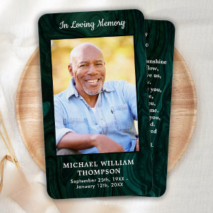 Marble Green Memorial Photo Funeral Prayer Card