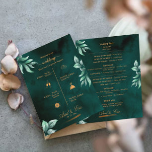 Marble Greenery Classic Elegant Wedding Program