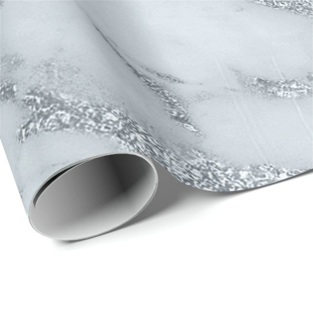 Marble Grey Blue Pastel Stone Abstract Metallic Wrapping Paper (Roll Corner)