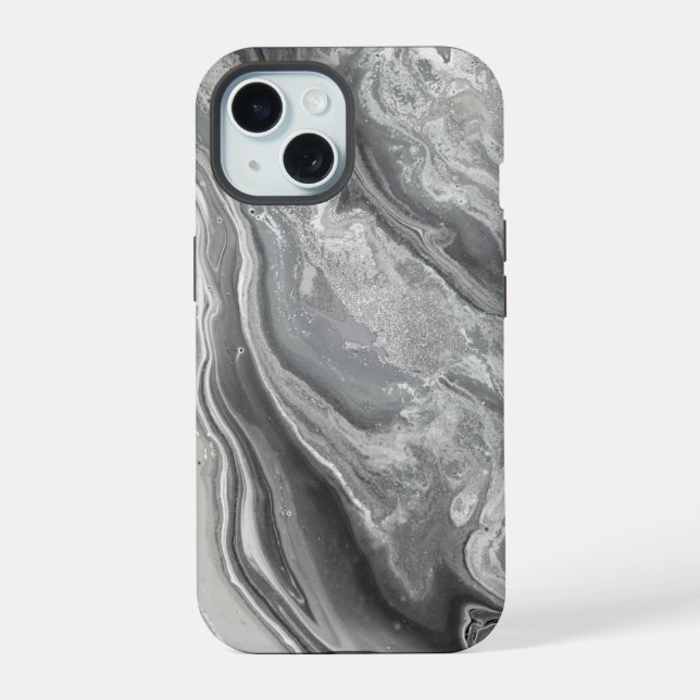 Marble Grey Light Simple Background iPhone 15 Case (Back)