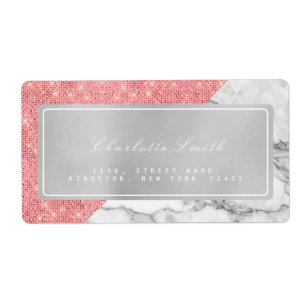 Marble Grey Pink Rose Gold Return Address Labels