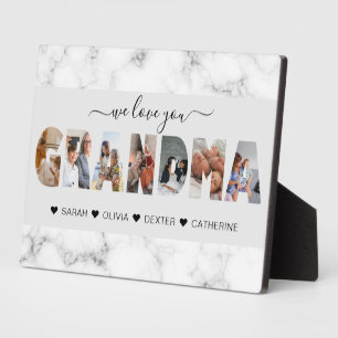 Marble Grey We Love You Grandma Photo Collage Plaque