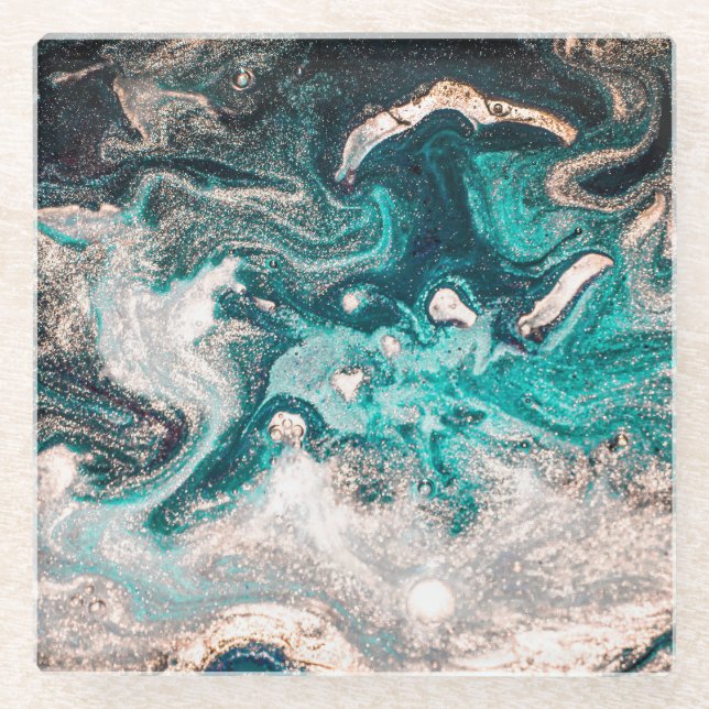 Marble Handmade: Traditional Luxury Texture. Glass Coaster (Front)