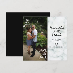 Marble Hearts Save The Dates Photo Postcard