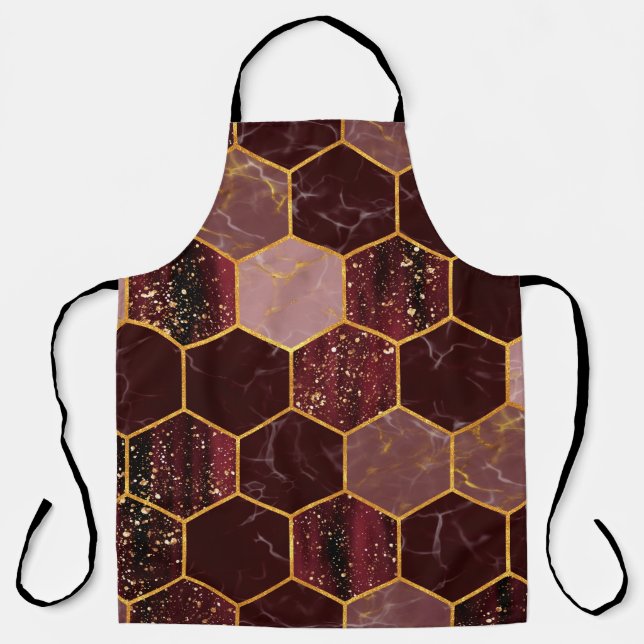 Marble hexagon seamless texture with gold apron (Front)