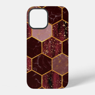 Marble hexagon seamless texture with gold iPhone 12 case