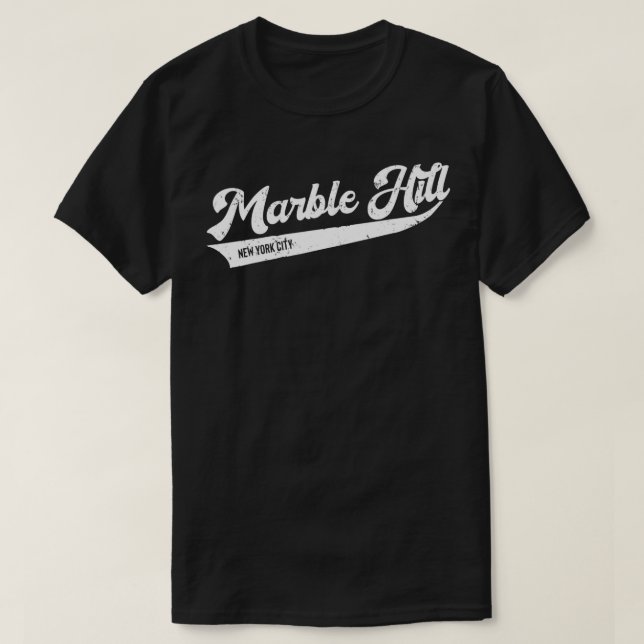 Marble Hill New York City Typographic Distressed D T-Shirt (Design Front)