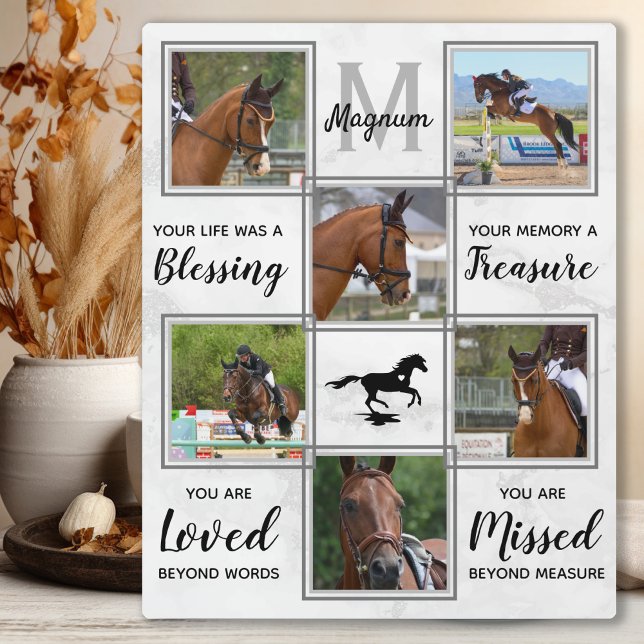 Marble Horse Memorial Photo Collage Plaque (Creator Uploaded)