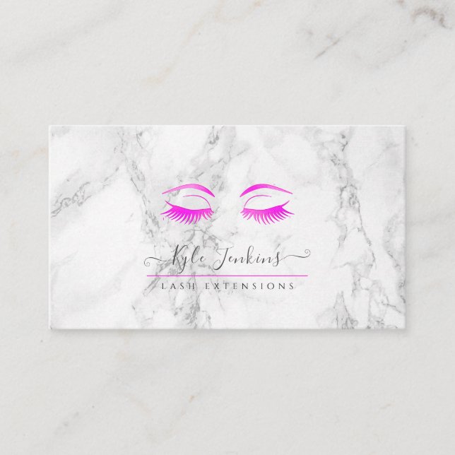 MARBLE HOT PINK EYE LASHES BUSINESS CARD (Front)
