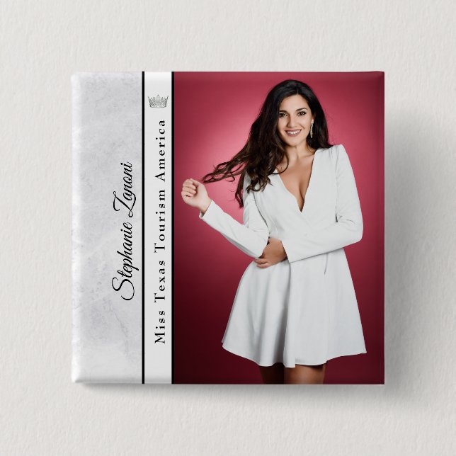 Marble Ice Pageant Sash Button Pin (Front)