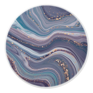 Marble In Blue And Purple  Ceramic Knob