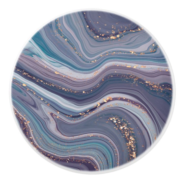 Marble In Blue And Purple  Ceramic Knob (Front)
