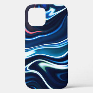 Marble ink colourful. Blue marble pattern texture iPhone 12 Case