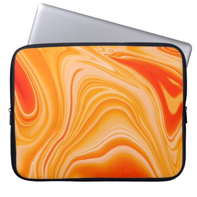 Marble ink colourful. Orange marble pattern of the Laptop Sleeve (Front)