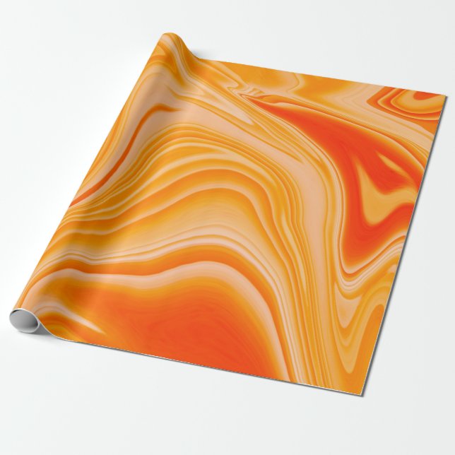 Marble ink colourful. Orange marble pattern of the Wrapping Paper (Unrolled)