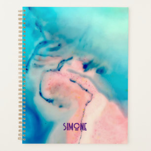 marble ink swirl blue pink Planner