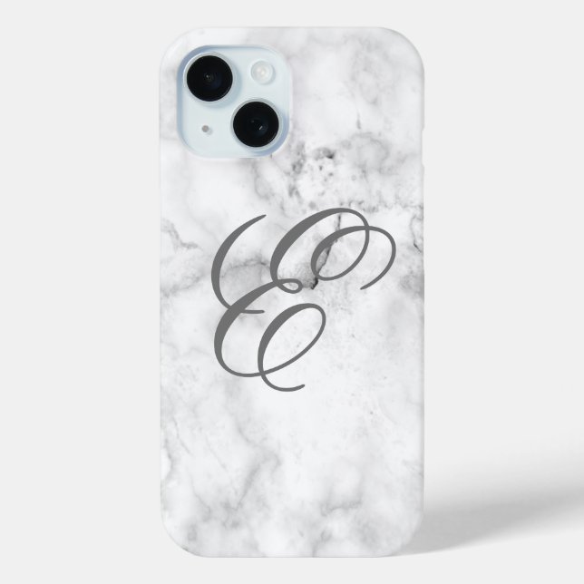Marble iPhone Cover Cell Phone Case with Initial (Back)
