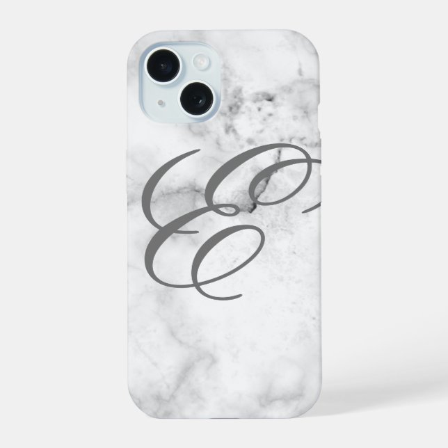 Marble iPhone Cover Cell Phone Case with Initial (Back)