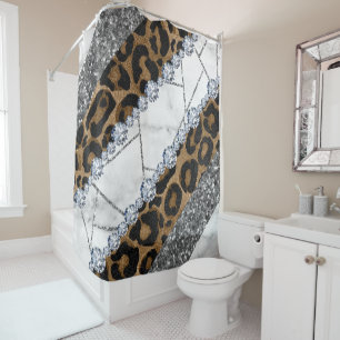 Marble Leopard Shower Curtain