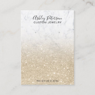 Marble light gold glitter jewellery earring business card