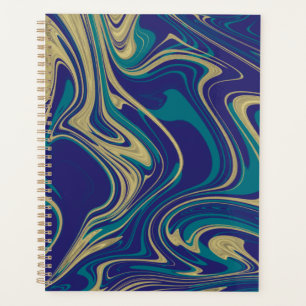 Marble Liquid Faux Gold Blue Greenish Planner
