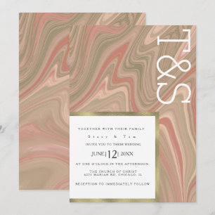 Marble Liquid Terracotta Agate Typography Wedding Invitation