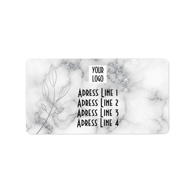 Marble luxury elegant silver modern return adress  label (Front)