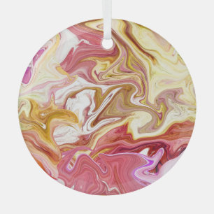 Marble Magic: Colourful Abstract Design Glass Tree Decoration