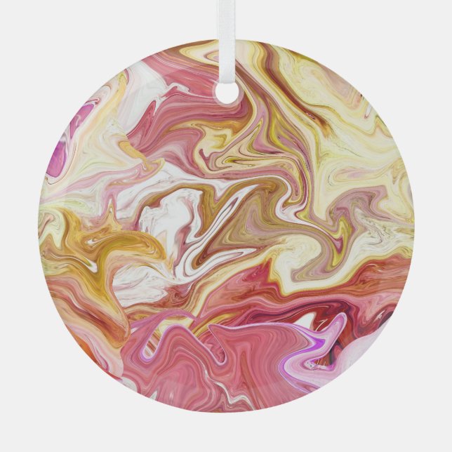 Marble Magic: Colourful Abstract Design Glass Tree Decoration (Front)