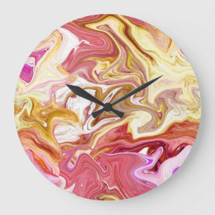 Marble Magic: Colourful Abstract Design Large Clock