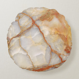Marble Majesty: Glossy Elegance Round Cushion