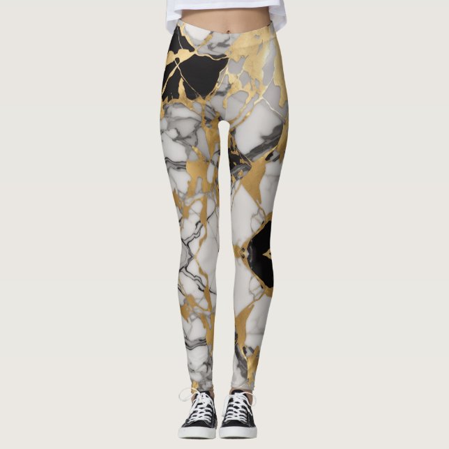  "Marble Majesty - Opulent Women's Leggings (Front)