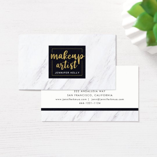 Marble Makeup Artist Business Card