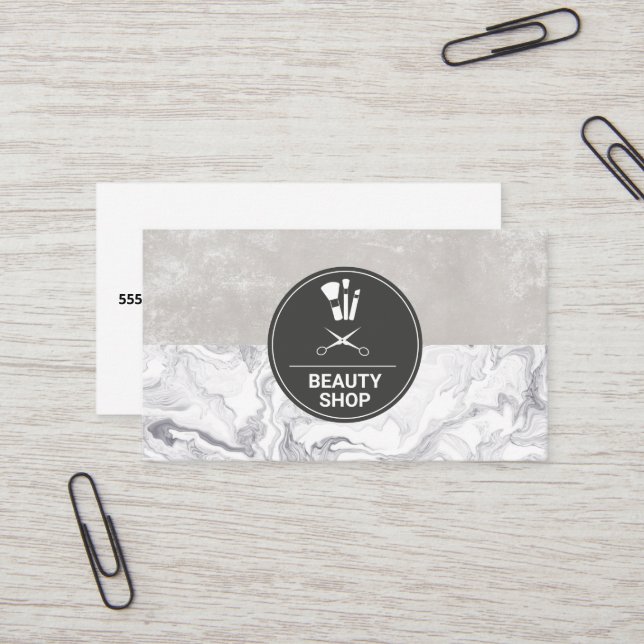 Marble Makeup Brushes  Business Card (Front/Back In Situ)