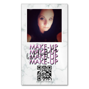 Marble Makeup Salon QR Code Photo Magnetic Business Card