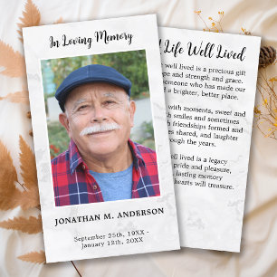 Marble Memorial Sympathy Photo Funeral Prayer Card