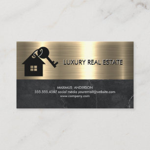 Marble Metallic Gold House Keys Logo Business Card