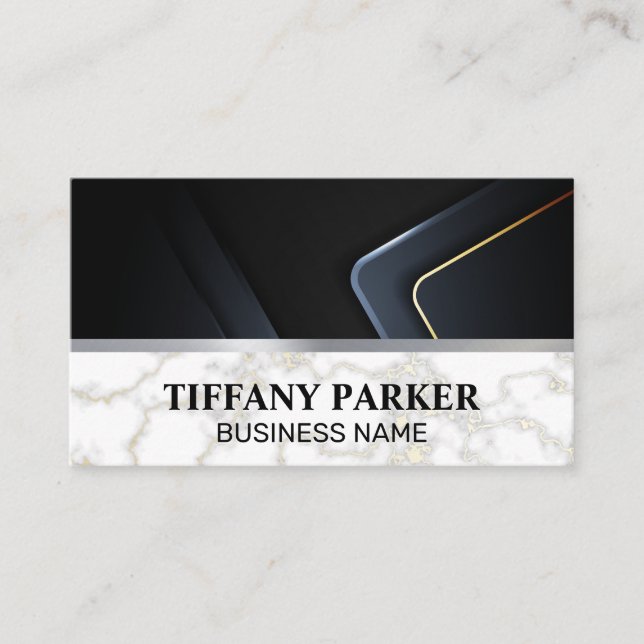Marble Metallic Trim Business Card (Front)