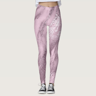 Marble Minimal Abstract Metallic Lilac Lavanda Pin Leggings