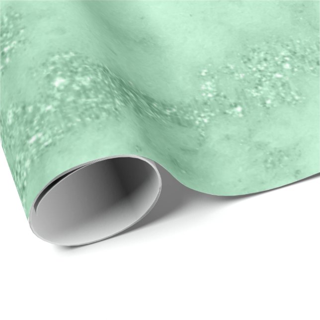 Marble Mint Green Glitter Pastel Abstract Wrapping Paper (Roll Corner)