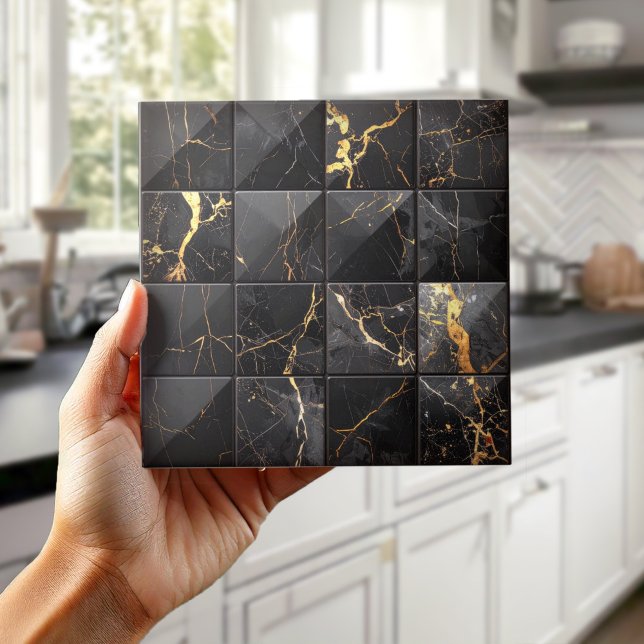 Marble Mix 4x4 Squares Black/Gold ID1186a Tile (Creator Uploaded)