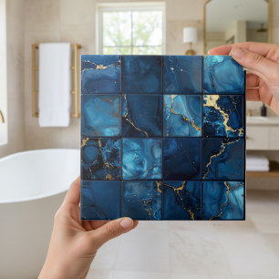 Marble Mix 4x4 Squares Blue ID1185c Tile