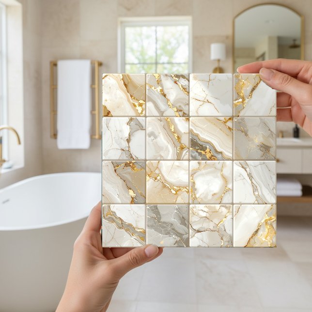 Marble Mix 4x4 Squares Ivory ID1186a Tile (Creator Uploaded)