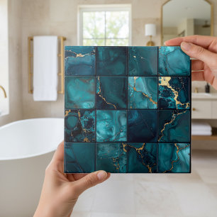 Marble Mix 4x4 Squares Teal ID1185c Tile