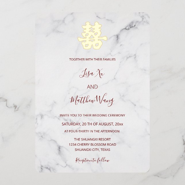Marble Modern Chinese Wedding (Front)