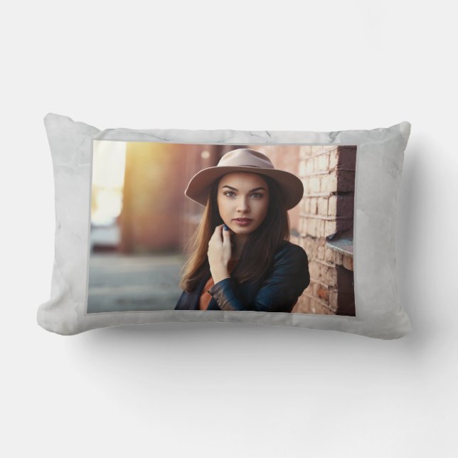 marble modern elegant photo graduate lumbar cushion (Front)