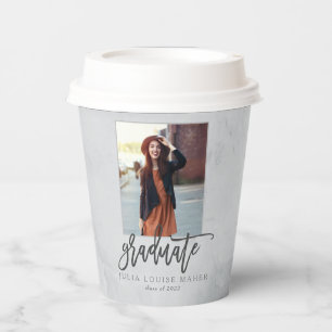 marble modern elegant photo graduate paper cups