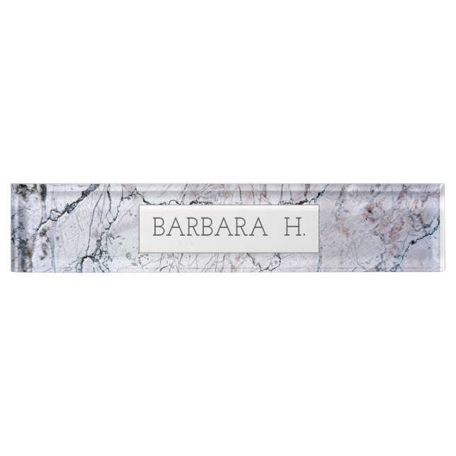 Marble Modern Name Elegant Trendy Business Nameplate (Front)