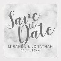 Marble Modern Script Wedding Save the Date Labels